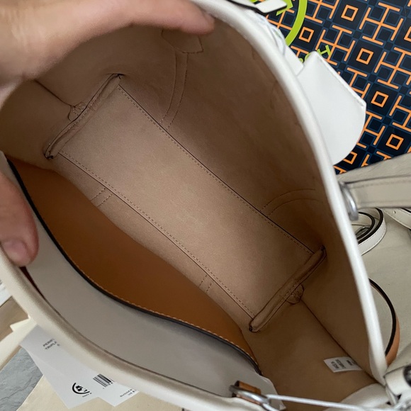 New✨tory burch perry raffia stripe triple compartment small tote - Picture 6 of 15